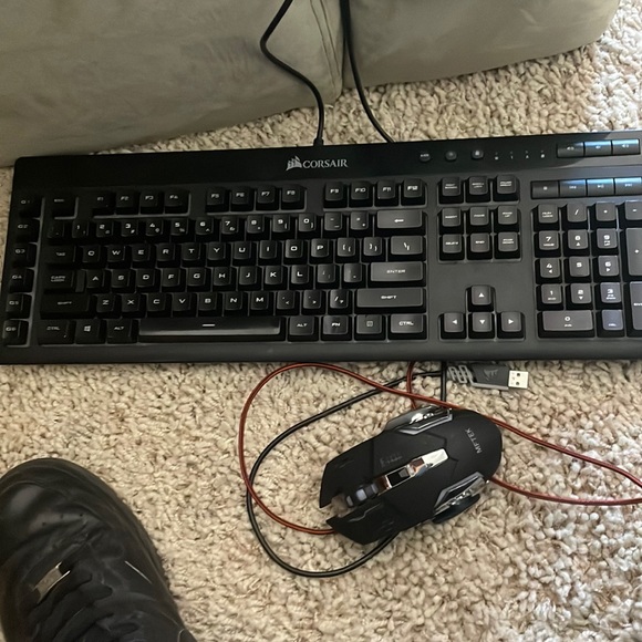 Corsair K55 RGB Wired Gaming Keyboard With G-Keys, MFTEK RGB Wired Gaming Mouse - Picture 1 of 11
